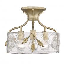  3160-SF WG-HWG - Calla WG 3 Light Semi-Flush in White Gold with Hammered Water Glass Shade